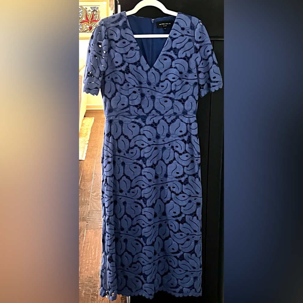 Chic Blue Patterned Long Sleeve Dress